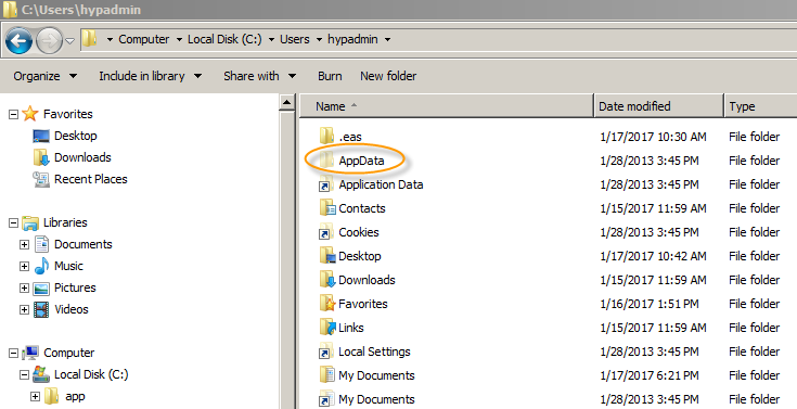 appdata folder hidden